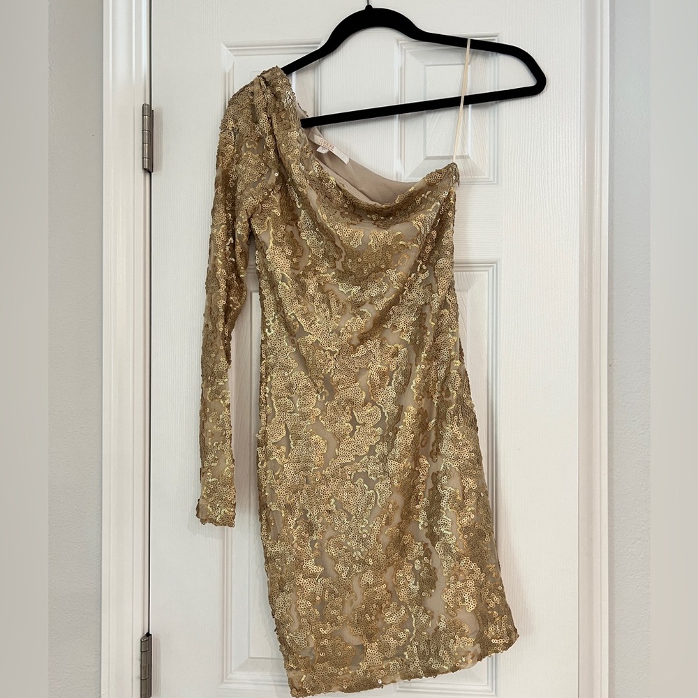 Gold Sequined Party Dress